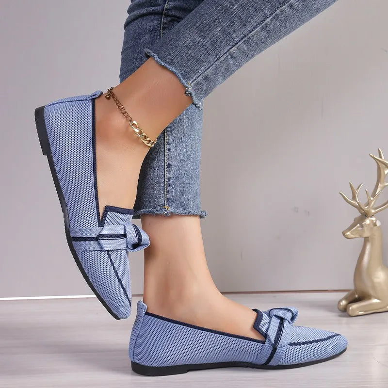 Women's Luxury Loafers – Pointed Toe Ballet Flats, Slip-On Casual Shoes with Low Heel and Butterfly Design