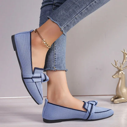 Women's Luxury Loafers – Pointed Toe Ballet Flats, Slip-On Casual Shoes with Low Heel and Butterfly Design
