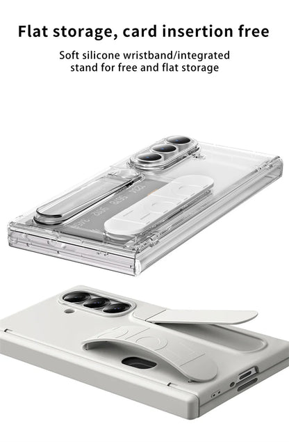 Vertical Wristband Card Slot Kickstand Case for Samsung Galaxy Z Fold 4-7 – Invisible Wrist Stand Protective Cover