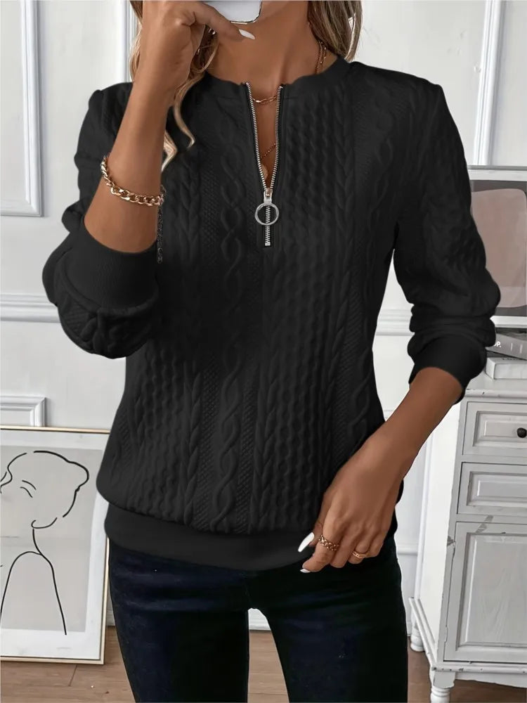 Women’s V-Neck Long Sleeve Sweatshirt Hoodie – Casual Loose Fit Pullover Solid Color Autumn Winter Fashion Top 2025