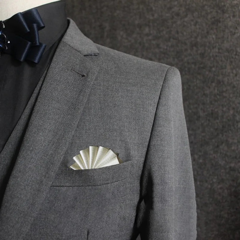 Imitation Pocket Towel Long Pin Brooch for Men's Suits - Elegant Shirt Corsage for Wedding Party - Stylish Clothes Jewelry for Bridegroom