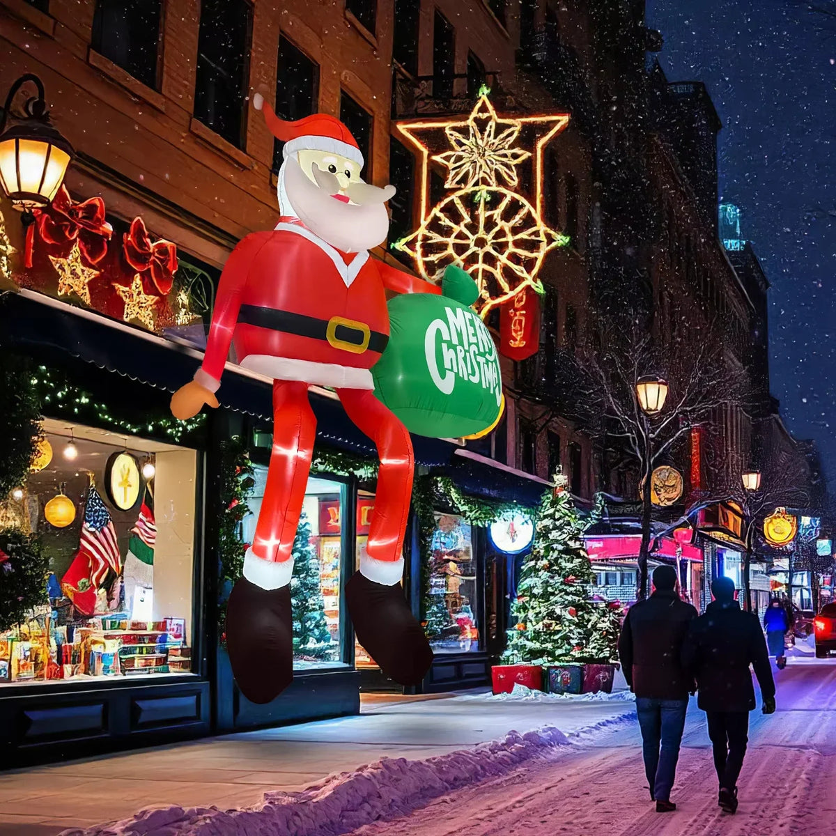 2025 8FT (245cm) Inflatable Climbing Santa Claus – Glowing LED Decoration for Outdoor, Home, Cafe, and Xmas Party Yard Decor