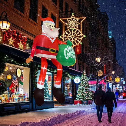 2025 8FT (245cm) Inflatable Climbing Santa Claus – Glowing LED Decoration for Outdoor, Home, Cafe, and Xmas Party Yard Decor