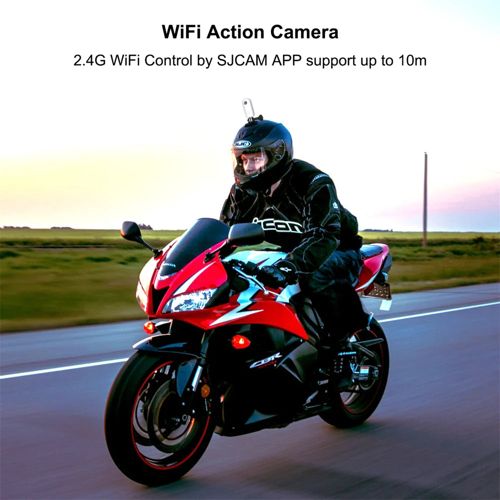 SJCAM C100 Plus 4K Action Camera — 30M Waterproof WiFi Sport Cam with EIS for Bike & Motorcycle Helmets