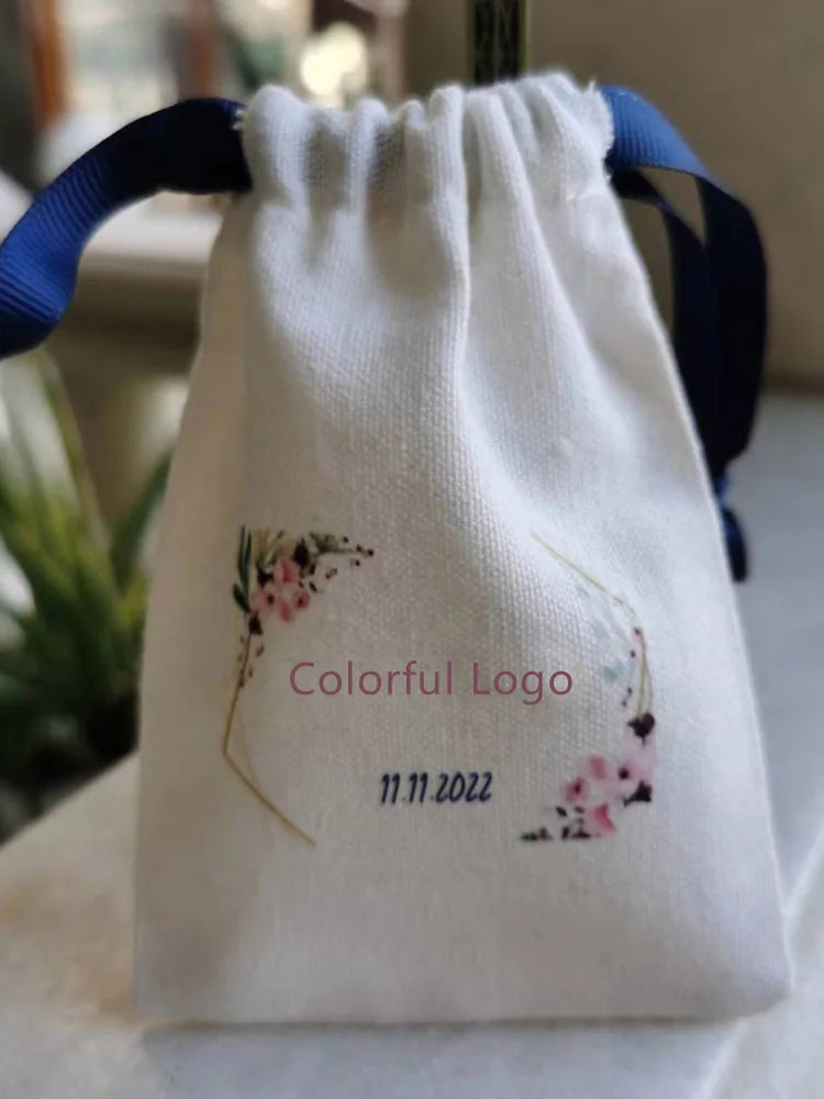 Small White Cotton Gift Bags – Custom Muslin Drawstring Pouches 5x7cm 8x10cm 9x12cm for Party, Candy, Jewelry Favor