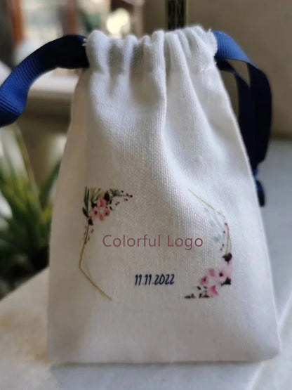 Small White Cotton Gift Bags – Custom Muslin Drawstring Pouches 5x7cm 8x10cm 9x12cm for Party, Candy, Jewelry Favor