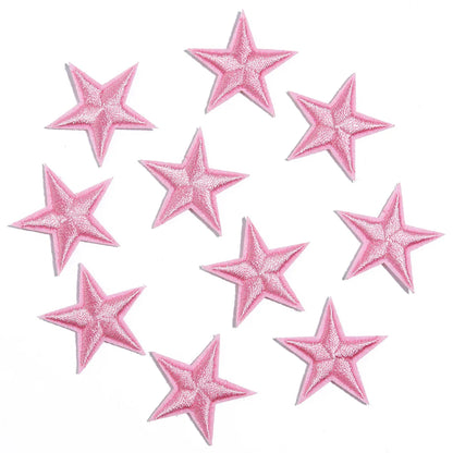 10pcs Mini Star Iron-On Embroidery Patches – Small Pentagram Appliques for DIY Clothing, Black White Gold Fashion Decoration