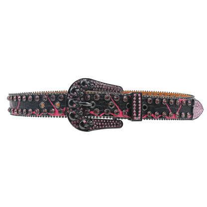 Men's & Women's Skull Rhinestone Western Denim Belt – Hip Hop Punk Y2K Shiny Rivet Artificial Diamond Design