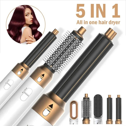 5-in-1 Hair Dryer Comb Set – Professional Hot Air Styler for Curling, Straightening & Volumizing Hair at Home