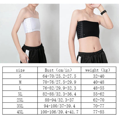 Women’s Chest Binder Crop Top – Flat Breast Binder Bra, Tomboy Body Shaper with Buckle