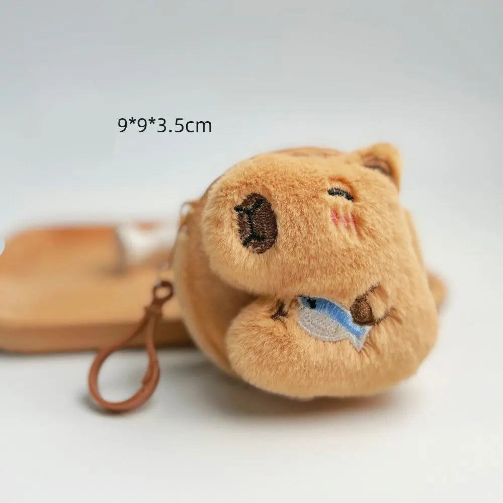 Creative Capybara Anime Plush Coin Purse – Kawaii Mini Round Cartoon Bag Pendant