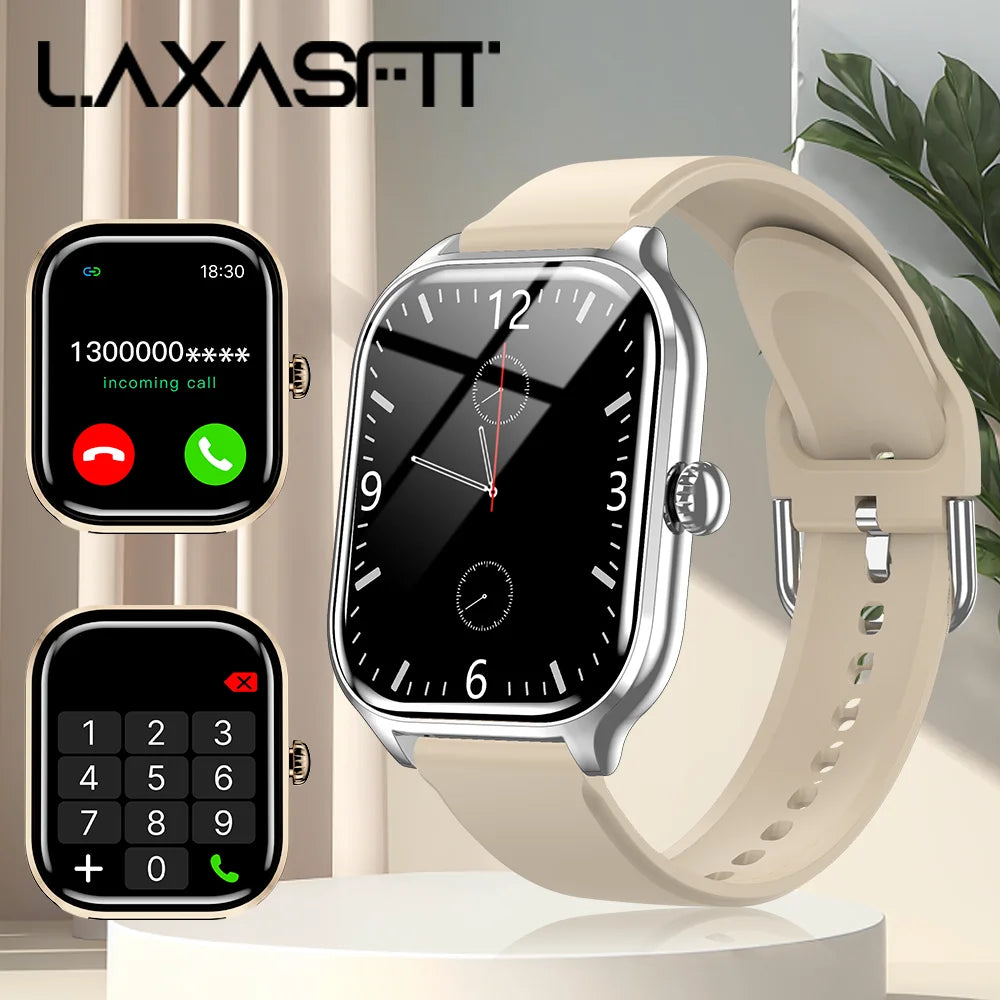 LAXASFIT 2025 Smartwatch – Bluetooth Call, Message Reminder, 24-Hour Health Monitoring, Fitness Smart Watch Gift for Men & Women