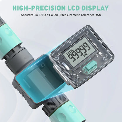 Digital Water Flow Meter for Outdoor Garden Hose - Measure Consumption and Flow Rate with Quick Connectors