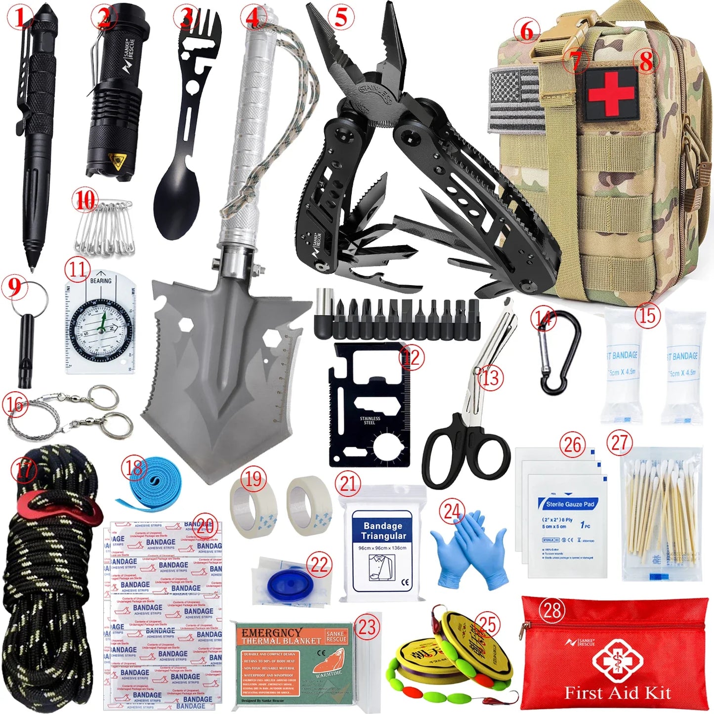 Car Survival First Aid Kit - MOLLE Outdoor Emergency Trauma Pack for Camping Hiking IFAK EDC Safety Essentials