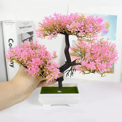 Artificial Bonsai Plants - Small Tree Pot, Fake Plant Flowers for Home, Room, Table Decoration, Hotel, and Garden Decor