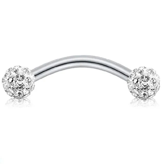 Crystal Curved Barbell Piercing Earrings – Daith, Helix, Tragus & Cartilage Body Jewelry Stud Ring