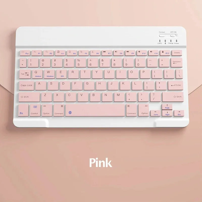 Spanish/English 10-Inch Bluetooth Keyboard – Wireless Rechargeable Universal Keyboard for iPad Air, Pro, Phone, Tablet, Laptop