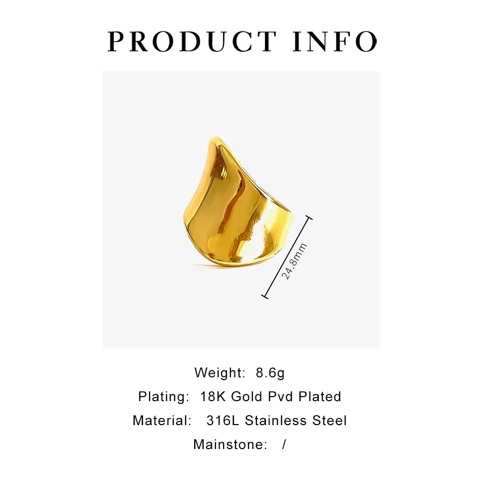 Peri'sbox Minimalist 18K Gold Plated Stainless Steel Ring – Anti-Tarnish Women’s Fashion Jewelry Gift