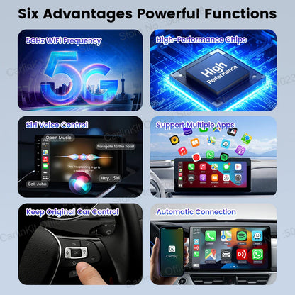 2026 CarlinKit Mini Wireless CarPlay Adapter – Smart Wired to Wireless CarPlay Dongle with WiFi & Bluetooth Auto Connect Car System Upgrade