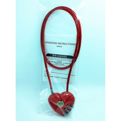Love-Shaped Heart Code Padlock – Wedding Gift with Password Lock, Long Wire Rope for Trolley Case & Security