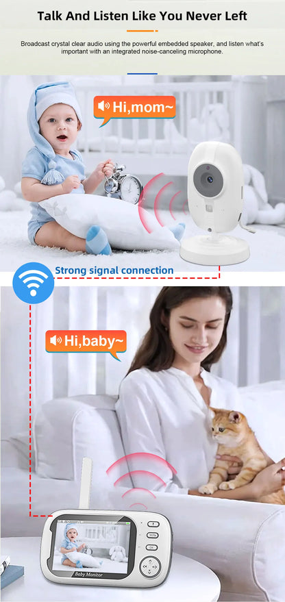 3.5" Video Baby Monitor — Night Vision, 2.4G Two-Way Audio, Temperature Display, Home Security Camera