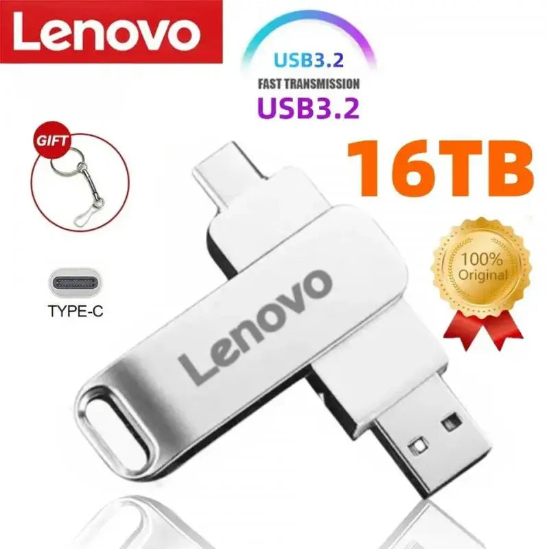 Lenovo 16TB USB 3.2 Pen Drive | High-Speed Transfer Metal Portable SSD | Available in 8TB & 4TB | Flash Drive & USB Stick