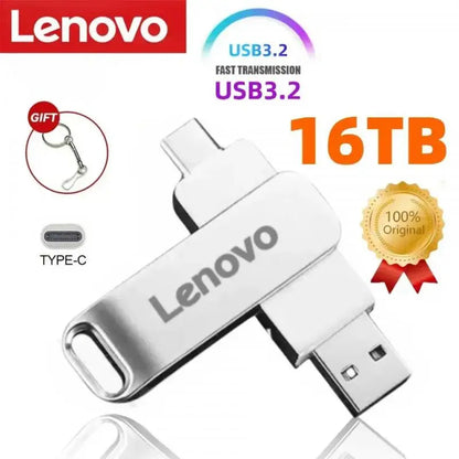 Lenovo 16TB USB 3.2 Pen Drive | High-Speed Transfer Metal Portable SSD | Available in 8TB & 4TB | Flash Drive & USB Stick