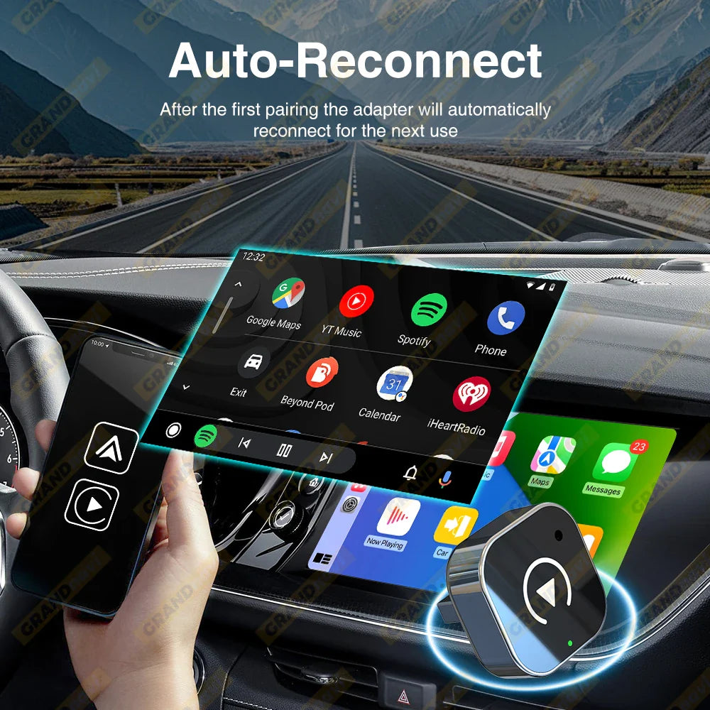 2-in-1 Wired to Wireless CarPlay & Android Auto Adapter — USB Plug & Play with Bluetooth for OEM Car Stereo
