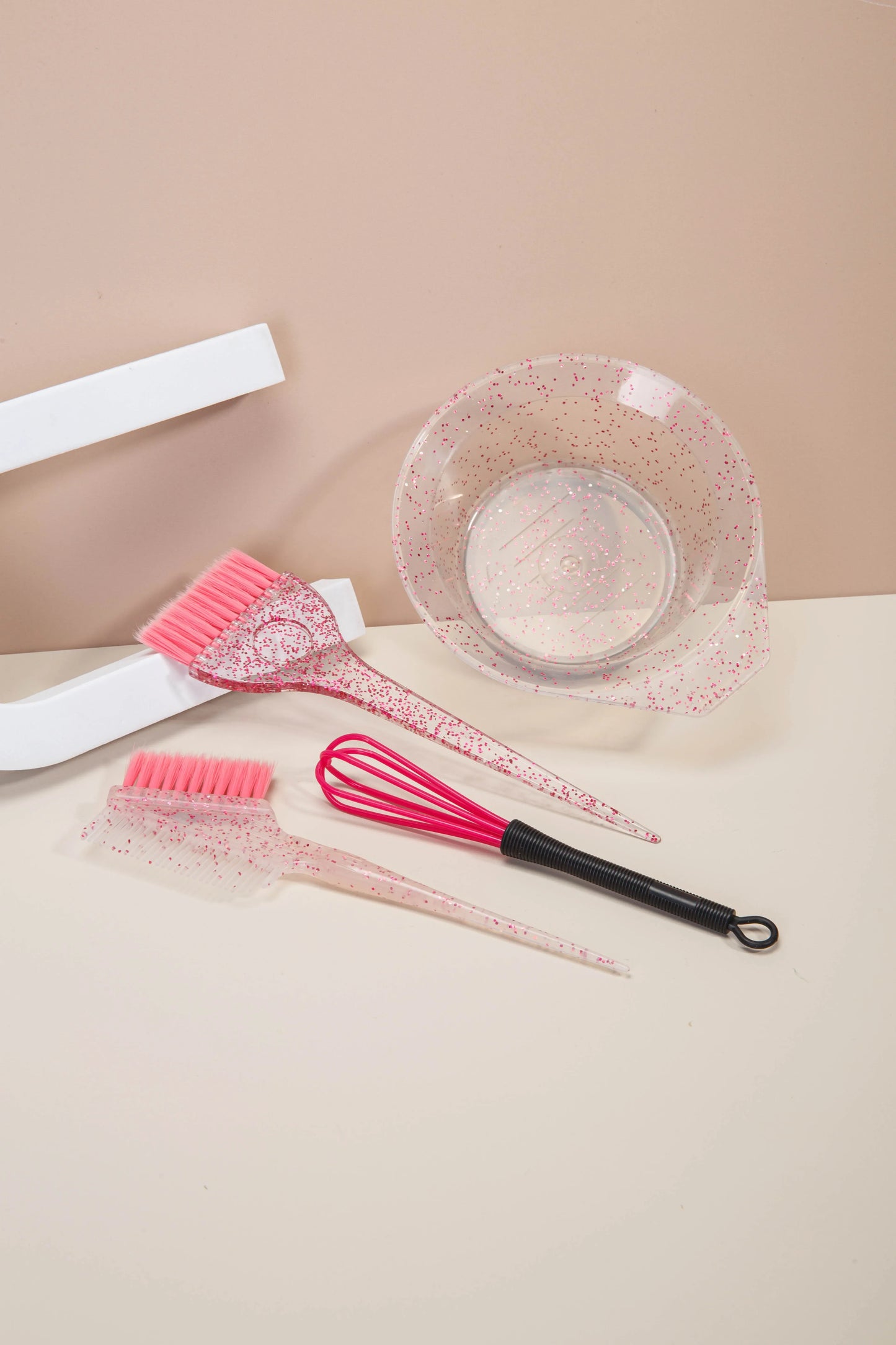 4pcs Hair Styling & Highlight Dyeing Set – Sparkling Comb, Oil Brush, Single-Sided Soft Hair Pearl Dyeing Brush