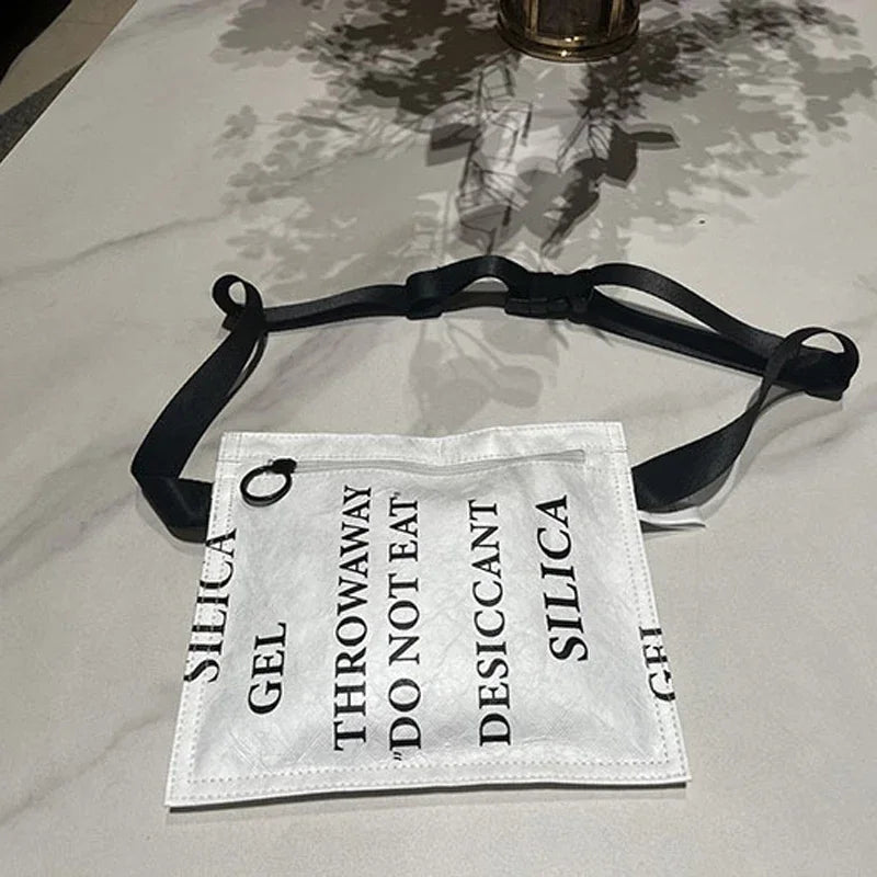 Simulated Desiccant Dupont Paper Shoulder Bag for Women – 2024 Fashion White Small Letter Crossbody Chest Bag Purse