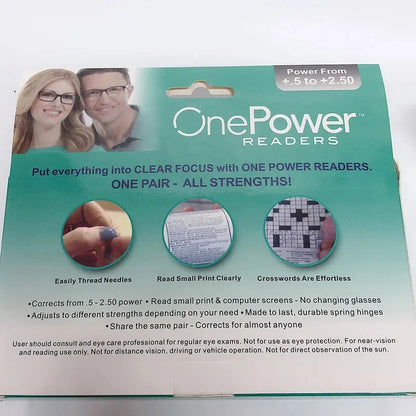 Adjustable Multifocal Reading Glasses – Auto Adjusting One-Power Optic Readers, Diopter Range 0.5 to 2.75