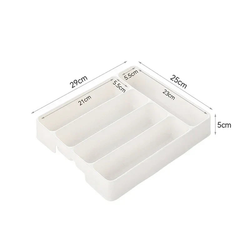 4/5 Compartments Cutlery Organizer Tray – Easy-Clean Drawer Divider for Spoon, Fork & Kitchen Utensils