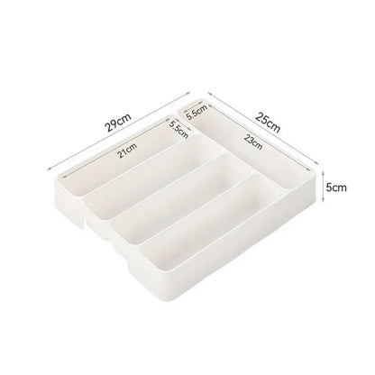4/5 Compartments Cutlery Organizer Tray – Easy-Clean Drawer Divider for Spoon, Fork & Kitchen Utensils