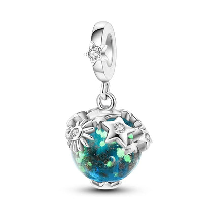 MULA Chameleon Silver-Plated Charm with Color-Changing Crystal Ball - DIY Snake Chain Bracelet Jewelry Gift for Women
