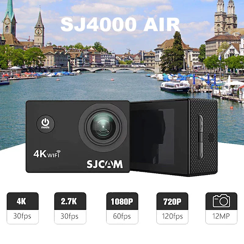 SJCAM SJ4000 Air Action Camera — 4K Video, 30M Waterproof, 2.4G WiFi Sports Cam for Bicycles & Motorcycles