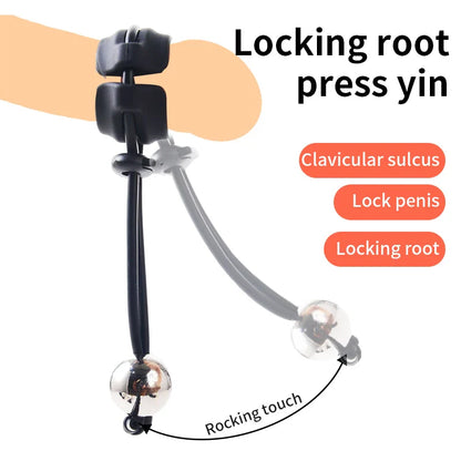 BDSM Male Penis Ring & Extender — Weight-Bearing Stretcher, Enlargement Device with Ball & Semen Lock, Adult Sex Toy for Men