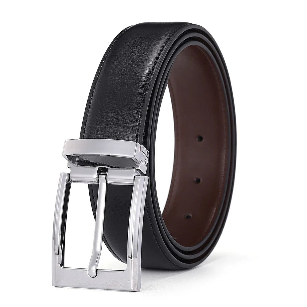 Men’s Pin Buckle Cowskin Leather Belt – High-Quality Designer Waist Strap, Luxury Fashion Accessory