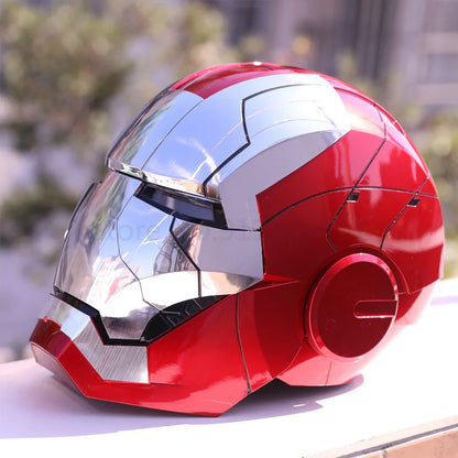 1:1 Iron Man Helmet Mk5 to Mk50 – Avengers War Machine Cosplay with Electric Open/Close, English Voice & Remote Control, Christmas Gift Toy
