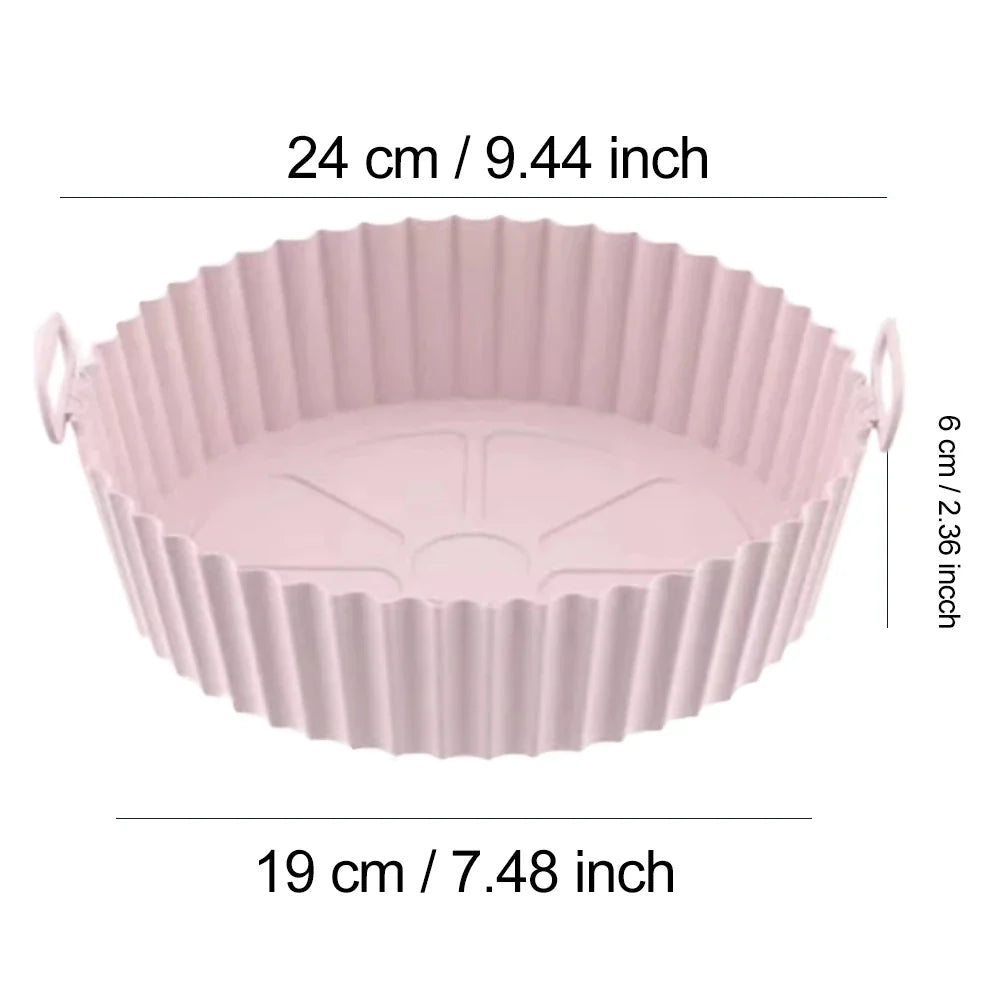 Reusable Silicone Air Fryer Liner Basket with Non-Stick Baking Tray & Pizza Pan for Kitchen Cooking
