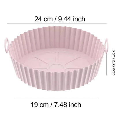 Reusable Silicone Air Fryer Liner Basket with Non-Stick Baking Tray & Pizza Pan for Kitchen Cooking