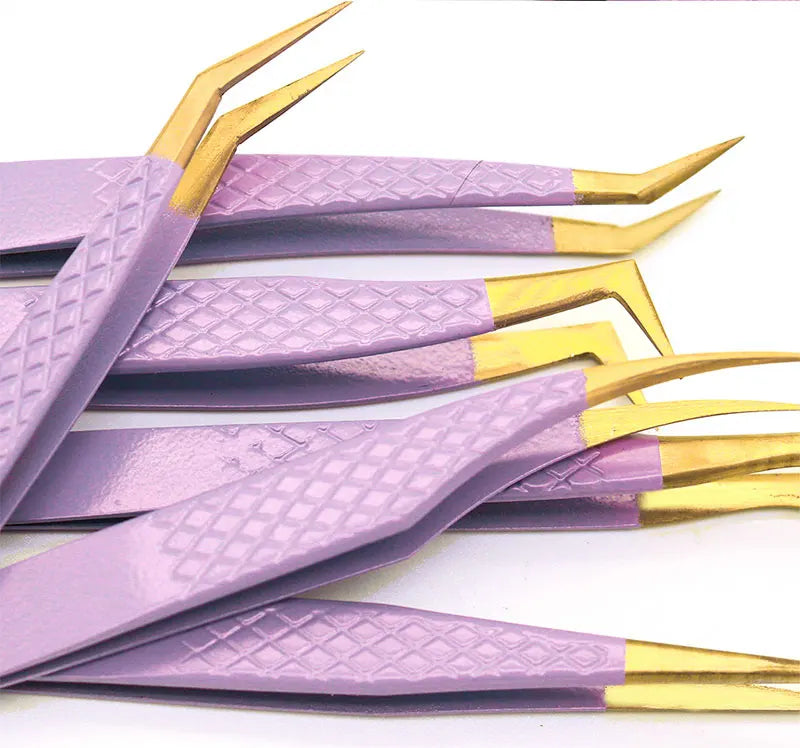 AILEISHI Eyelash Tweezers — Stainless Steel High Precision Anti-Static Extension Tool