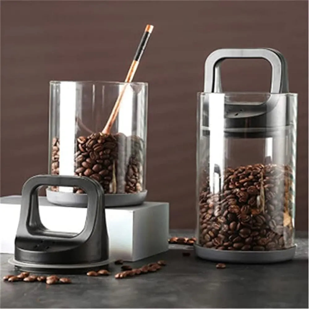 Clear Coffee Container | Vented and Vacuum-Sealed Beans Storage | Moisture-Proof Fresh Keeping Tank