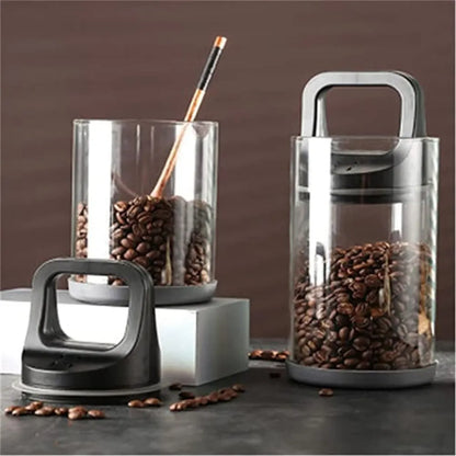 Clear Coffee Container | Vented and Vacuum-Sealed Beans Storage | Moisture-Proof Fresh Keeping Tank