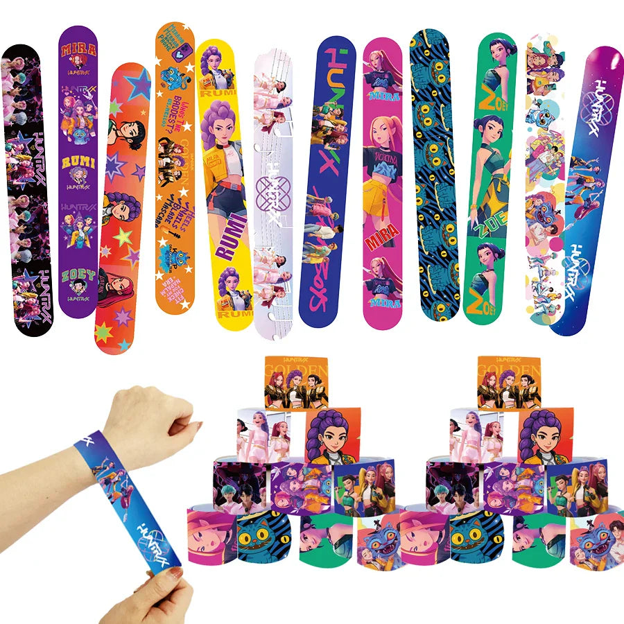 12/24/36/48PCS K-POP Demon Hunters Slap Bracelets – Birthday Party Favors, Christmas Stocking Fillers for Kids