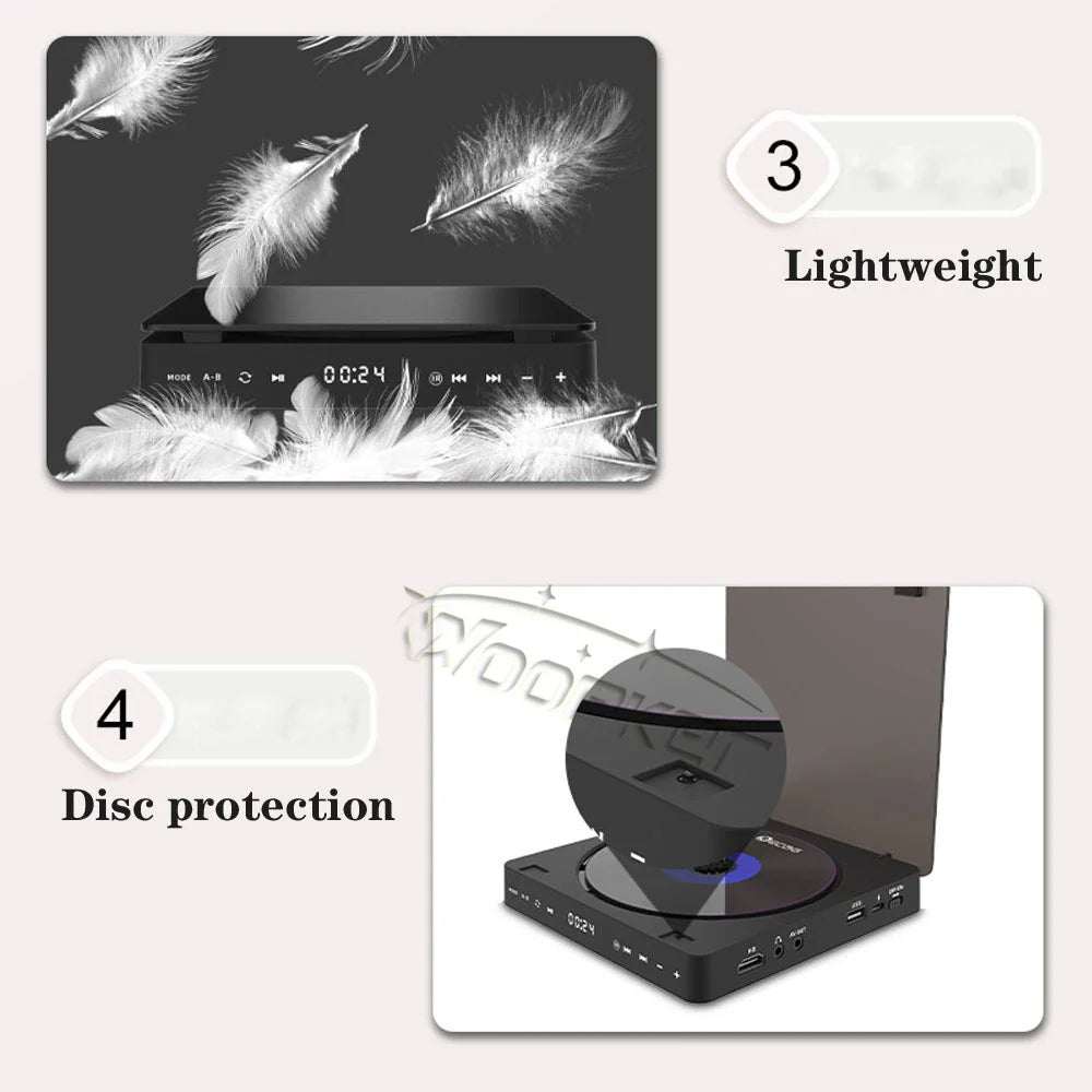 Woopker HD DVD Player – HDMI & AV Connection, USB Input, Headphone Output, LED Touch Screen, 1080P Type-C 5V/2A