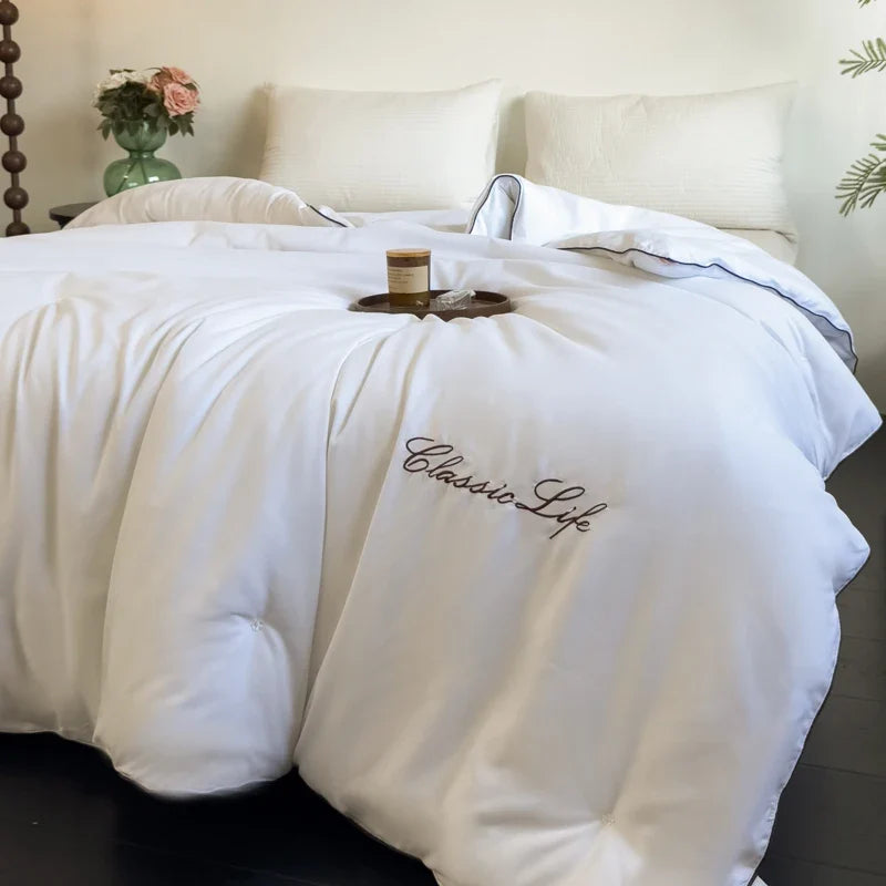 CARA CARLE 100% Natural Mulberry Silk Comforter - Luxury Warm Duvet Filler Blanket For King Queen Twin Single Couple Beds
