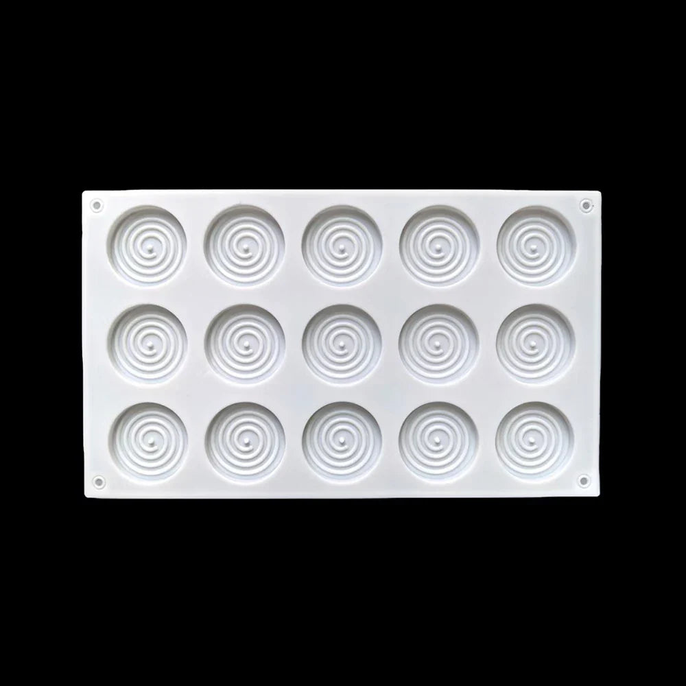 15-Hole Spiral Silicone Mold – Non-Stick Baking Tray for Mousse Cakes, Ice Cream, Pudding, Brownies, Gummies & Jelly Desserts