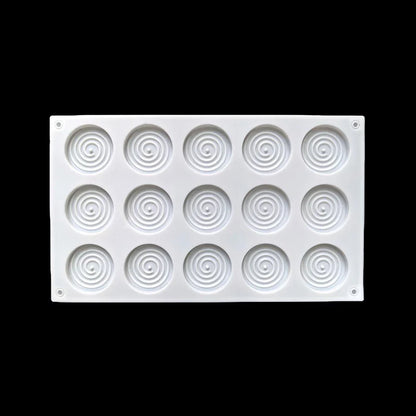 15-Hole Spiral Silicone Mold – Non-Stick Baking Tray for Mousse Cakes, Ice Cream, Pudding, Brownies, Gummies & Jelly Desserts