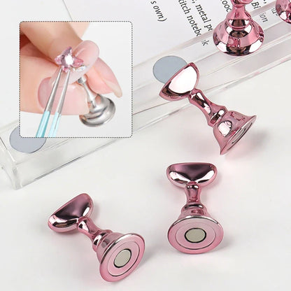 5PCS Magnetic Nail Tip Holders - Crystal Base False Nail Practice & Nail Art Display Stand