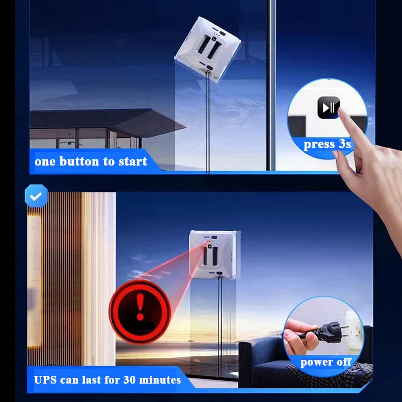 Smart Robot Window Cleaner with Sprayer | High Suction | Remote Control | Window & Wall Washing Appliance